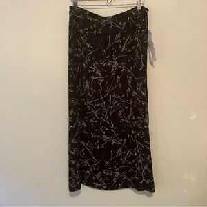 VTG NWT Maxi Skirt Gray Dark Floral A-line 90s Grunge Whimisgoth Fairy Sz 16